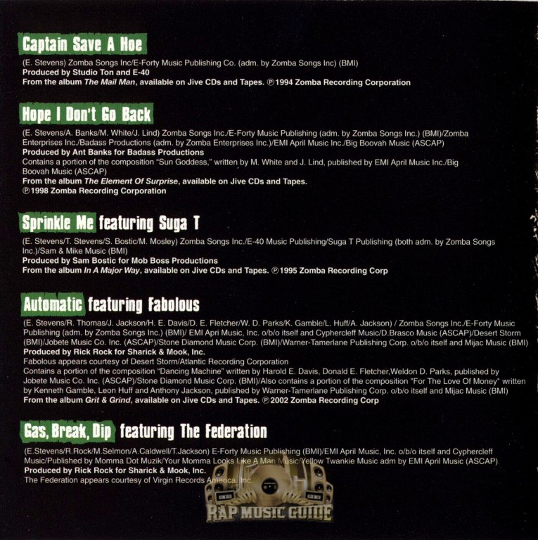 E-40 - The Best of Yesterday, Today & Tomorrow: CD | Rap Music Guide